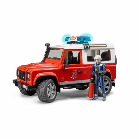 Bruder Emergency Vehicles Land Rover Defender Station Wagon Fire Department, with Fireman, Model Vehicle, Model Vehicle, Toy, 02596