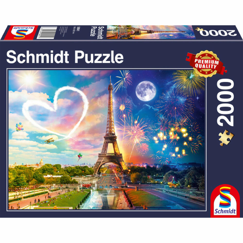 Schmidt Spiele Puzzle Paris Tag und Nacht, Erwachsenenpuzzle, Standard, 2000 Teile, 58941