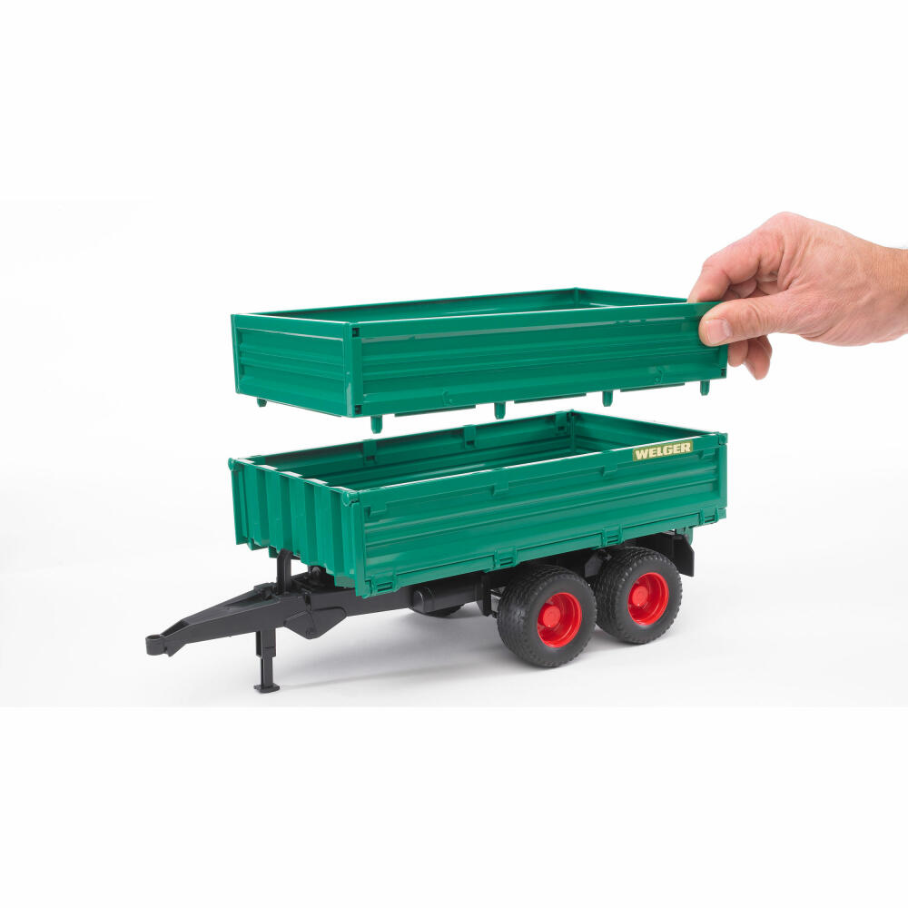 Bruder Agriculture Tandem Axle Transport Trailer, with Attachable Side Wall, Model Vehicle, Toy, Accessories, 02010