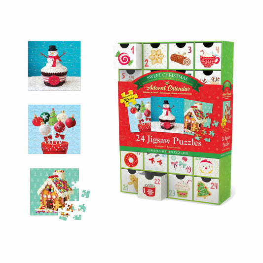 Eurographics Puzzle Adventskalender - Christmas Sweets, 24 x 50 Teile, 12.5 x 12.5 cm, 8924-5666
