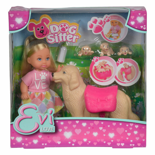 Simba Evi Love Dog Sitter, Hundemama, Hunde, Welpen, Puppe, Spielzeug, mit Zubehör, 12 cm, 105733072