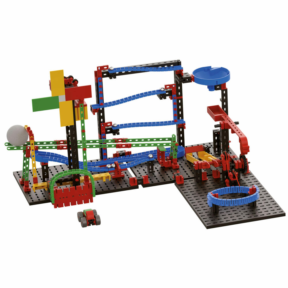 fischertechnik Advanced Funny Machines Kettenreaktion, Baukasten, Bau Konstruktionsspielzeug für Kinder, 385 Teile, 3 Modelle, ab 7 Jahren, 551588