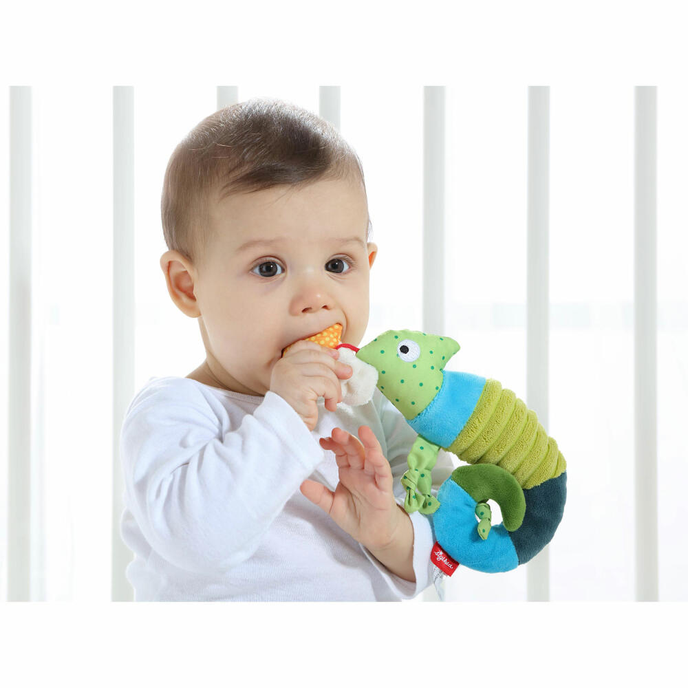 sigikid Anhänger Chamäleon, Greifling, Rassel, Babyschalenanhänger, Babyspielzeug, Baby Spielzeug, für Babyschale, Polyester, 41056