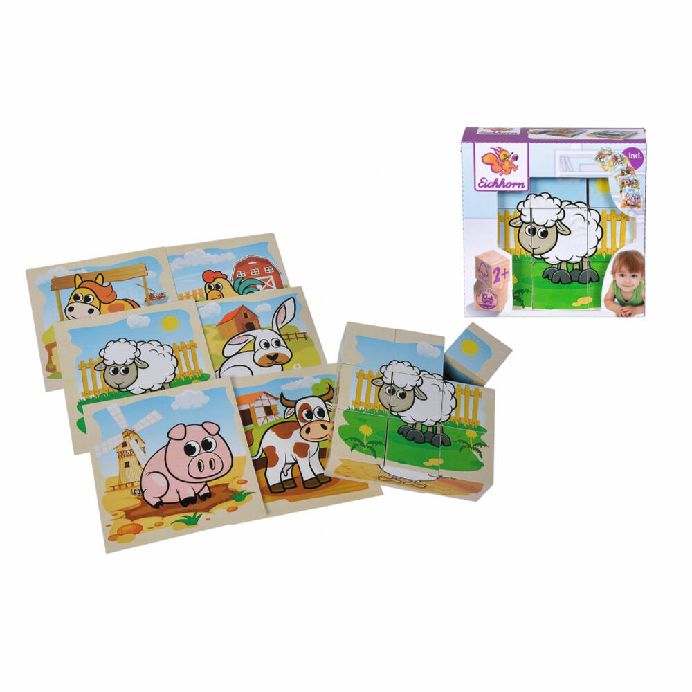 Eichhorn picture cube farm, cube puzzle, cube puzzle, children, toy, 100005203