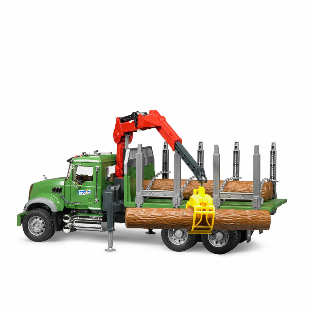 Bruder Forestry MACK Granite Timber Transport Truck, with Loading Crane, Grab, Model Vehicle, Model Vehicle, Toy, 02824