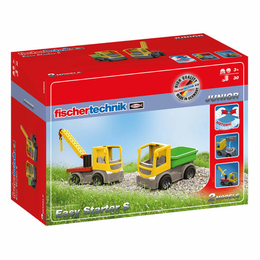fischertechnik Junior Easy Start S, Baukasten, Bau Konstruktionsspielzeug für Kinder, 30 Teile, 2 Modelle, ab 3 Jahren, 548902