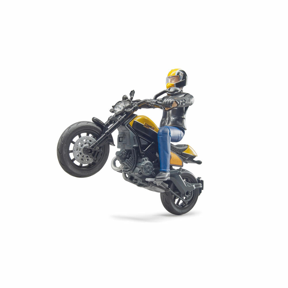 Bruder Leisure Scrambler Ducati Full Throttle, with Driver, Motorcycle, Game Figure, Accessories, Toy, 63053