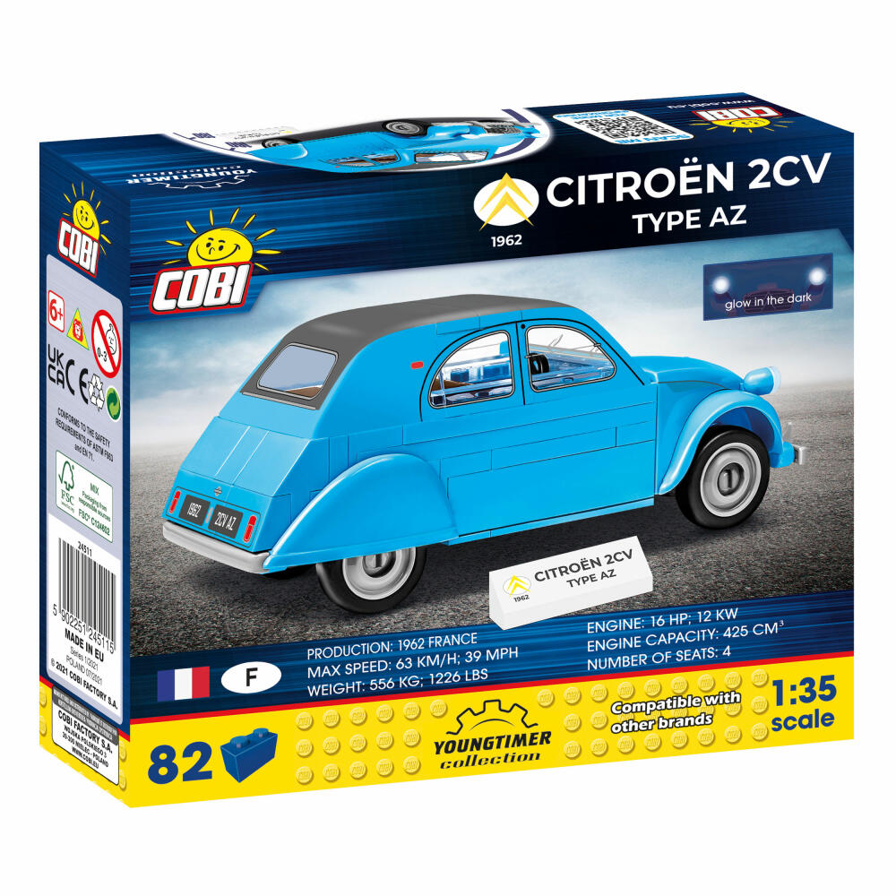COBI Citroen 2CV Type AZ 1962, Youngtimer Collection, Auto, Fahrzeug, Klemmbausteine, 82 Teile, 24511