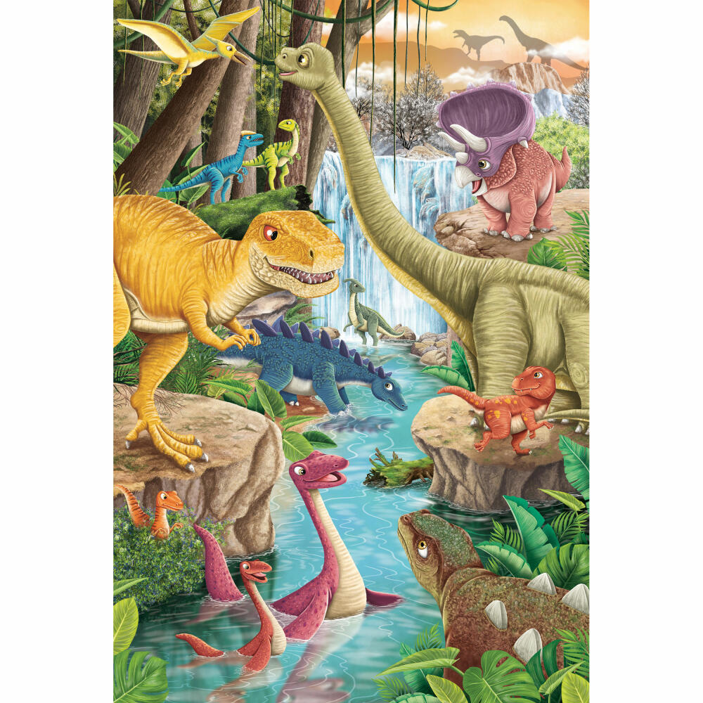 Schmidt Spiele Spaß mit den Dinosauriern, Puzzle, Kinderpuzzle, Kinder, 3 x 24 Teile, 56465