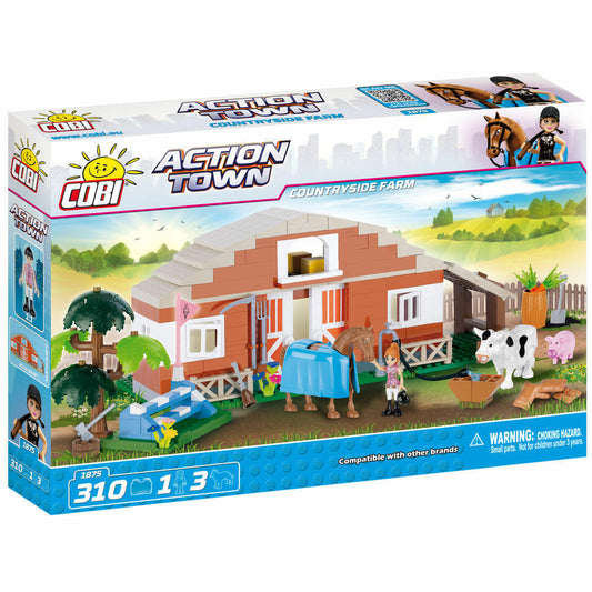 COBI Action Town Countryside Farm, Bauernhof, Pferdehof, Bauern, Spielzeug, Konstruktionsbausteine, Kunststoff, 310 Teile, 1875