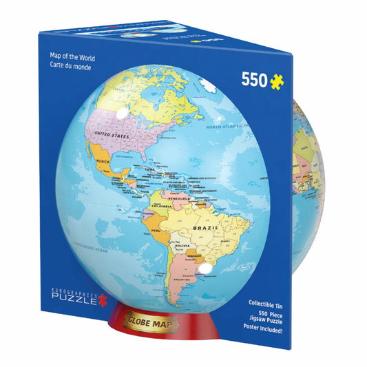 Eurographics Puzzle in Blechdose Weltkarte, Smart Cut, 550 Teile, 33 x 48 cm, 8551-5863