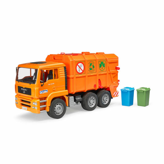 Bruder Commercial Vehicles MAN TGA Garbage Truck Orange, Garbage Truck, Model Vehicle, Model Vehicle, Toy, 02760