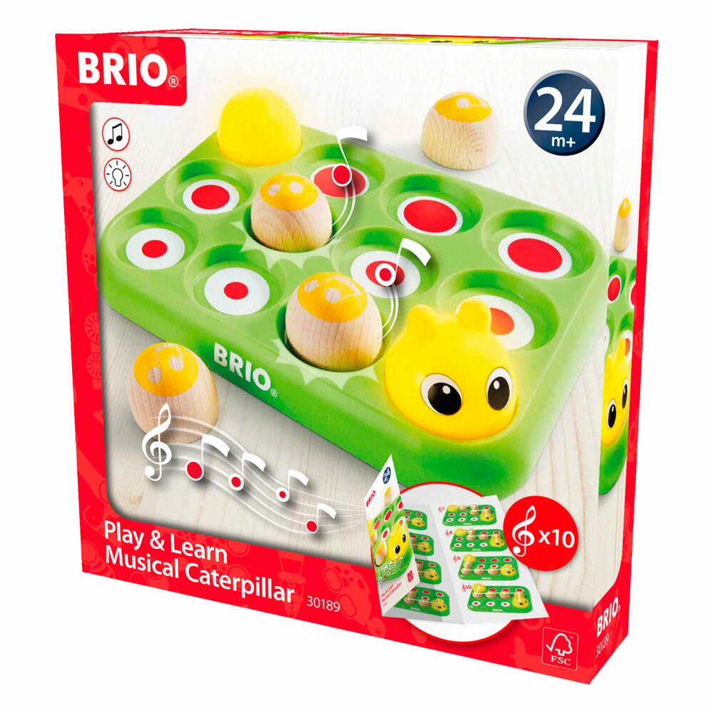 BRIO Musikspiel Raupe, Raupespielzeug, Tierspielzeug, Holzspielzeug, Kleinkind, 30189