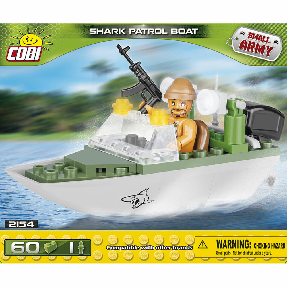 COBI Small Army Shark Patrol Boat, Militär, Soldaten, Schiff, Spielzeug, Konstruktionsbausteine, 60 Teile, 2154