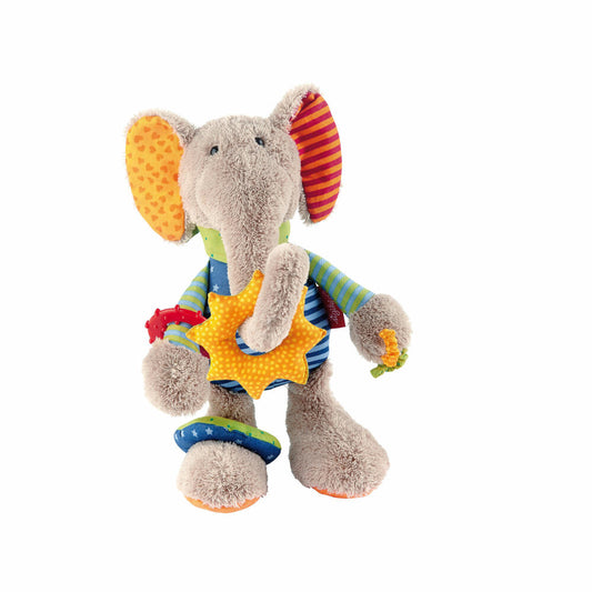 sigikid PlayQ Aktiv-Elefant, Greifling, Beißring, Kuscheltier, Babyspielzeug, Baby Spielzeug, Polyester, H 27 cm, 40863