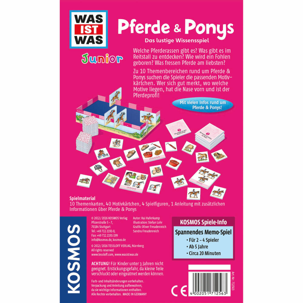 KOSMOS Children's Games What Is What Junior - Horses and Ponies, Knowledge Game, Children's Game, Game, from 5 years, 712563
