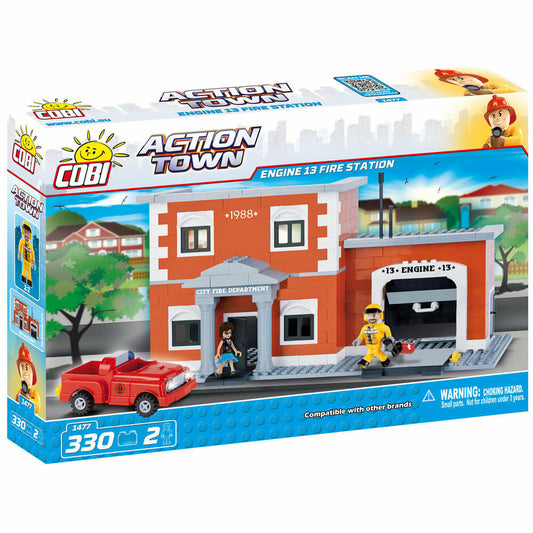 COBI Action Town Engine 13 Fire Station, Feuerwache, Feuerwehrmann, Einsatzfahrzeug, Spielzeug, Konstruktionsbausteine, Kunststoff, 330 Teile, 1477