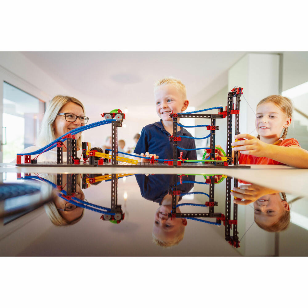 fischertechnik Advanced Funny Machines Kettenreaktion, Baukasten, Bau Konstruktionsspielzeug für Kinder, 385 Teile, 3 Modelle, ab 7 Jahren, 551588