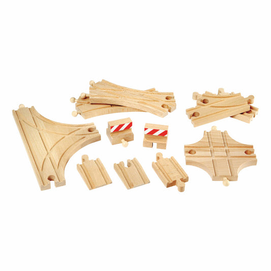 BRIO Schienen- und Weichensortiment, 11-tlg., Zubehör für die Holzeisenbahn, Holzspielzeug, Holz Spielzeug, 33307