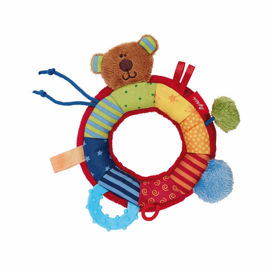 sigikid PlayQ Aktiv-Ring, Greifling, Beißring, Rassel, Kauring, Babyspielzeug, Baby Spielzeug, Baumwolle / Microfaser-Plüsch, 40490