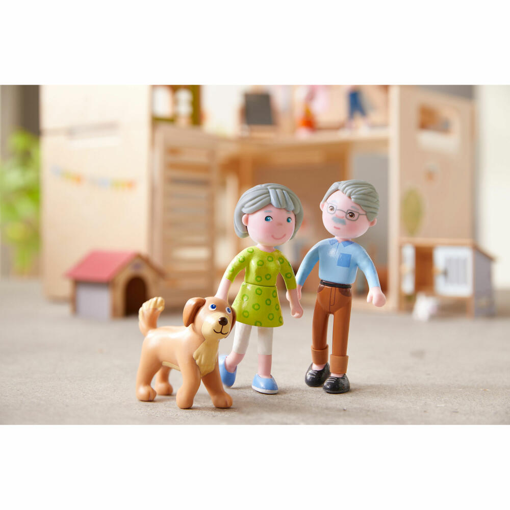 HABA Little Friends - Spielset Großeltern, Spielfiguren, Oma, Opa, Hund, 306147