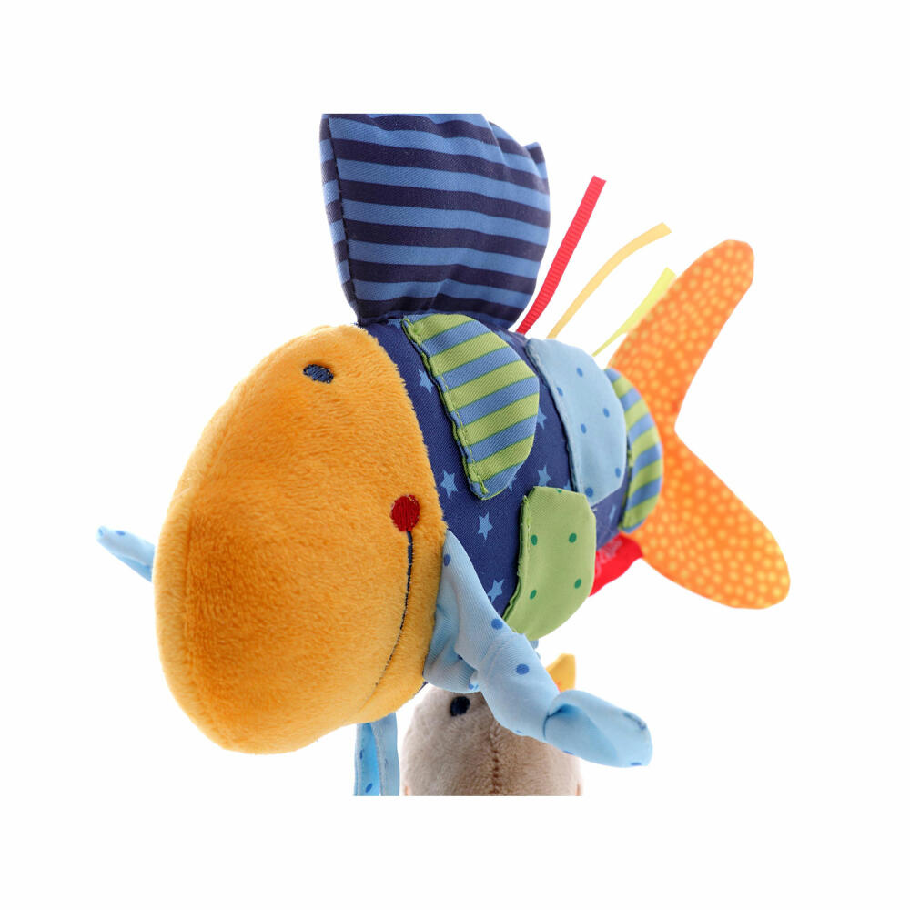 sigikid PlayQ Aktiv-Fisch, Greifling, Beißring, Rassel, Babyspielzeug, Baby Spielzeug, Polyester, H 26 cm, 40104