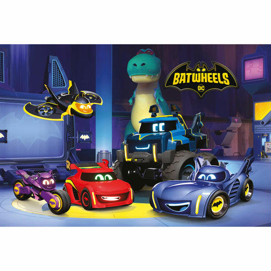 Schmidt Spiele Children's Puzzle Batwheels Bam, Batwing, Bibi, Buff and Redbird in the Batcave, Children's Puzzle, 60 pieces, 56487