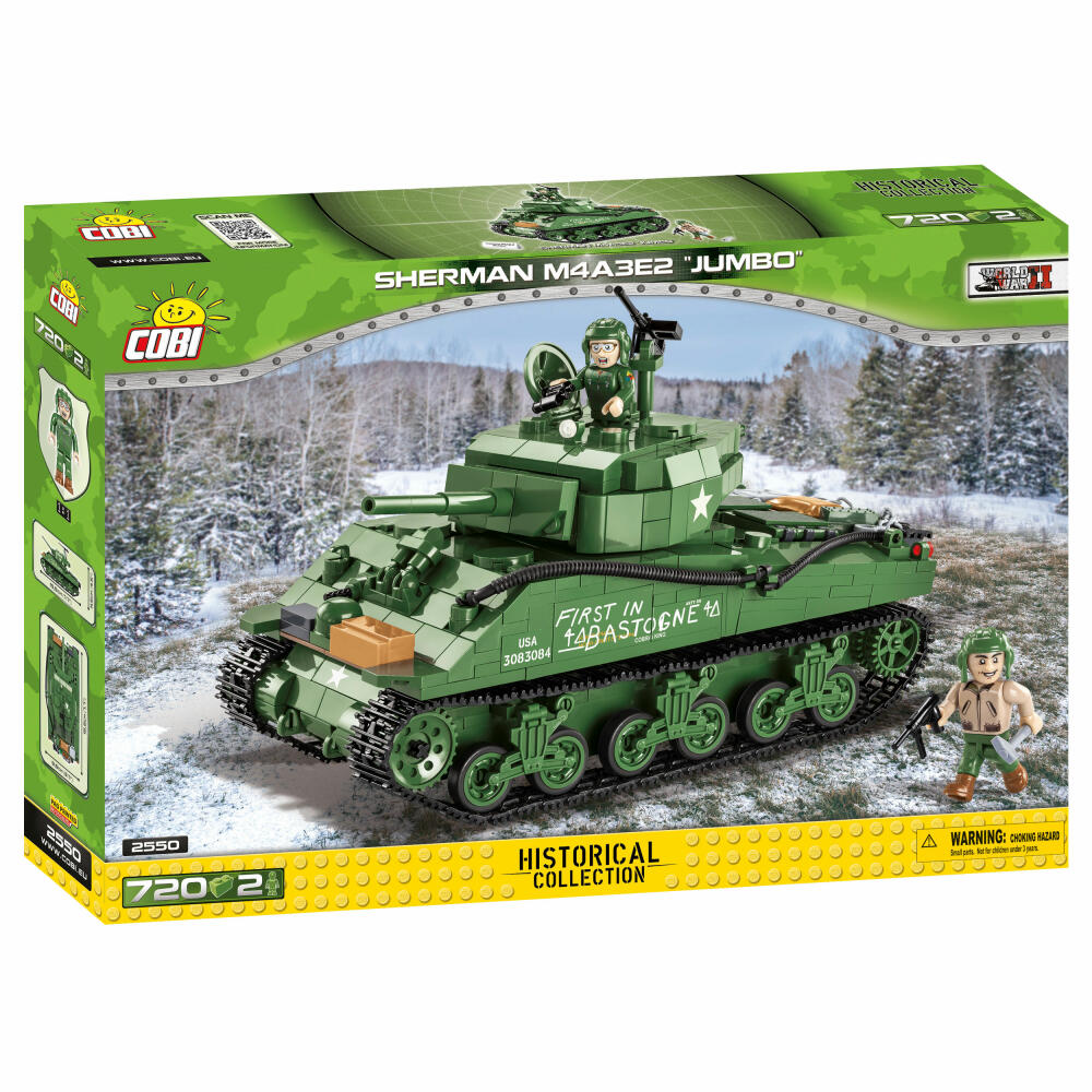 COBI Sherman M4A3E2 Jumbo, World War 2 Historical Collection, Panzer, Konstruktionsbausteine, 720 Teile, 2550