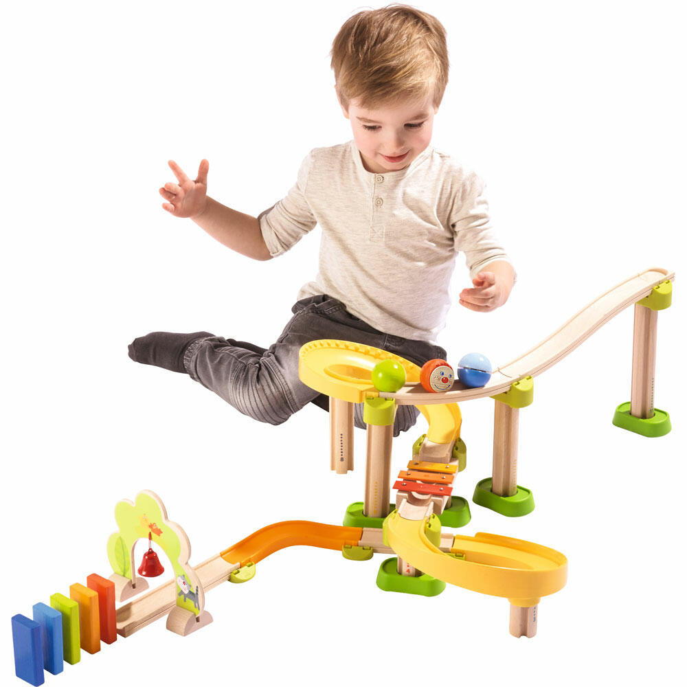 HABA Kullerbü Kugelbahn Sim-Sala-Kling, Holzspielzeug, Motorikspielzeug, Spielen, 45-tlg., 302056
