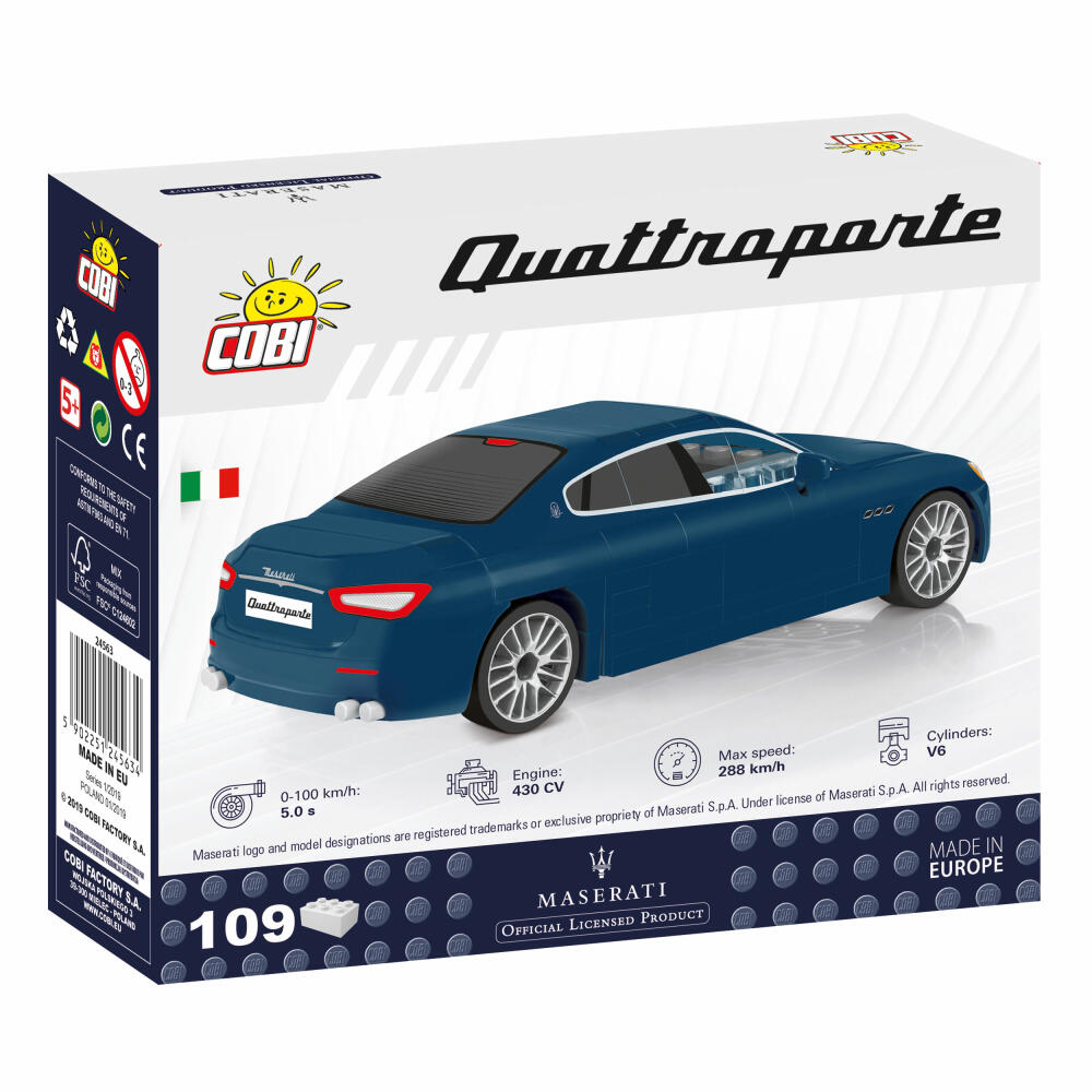 COBI Maserati Quattroporte, Car, Vehicle, Collectible Cars, Toys, Games, Construction Blocks, 109 Parts, 24563