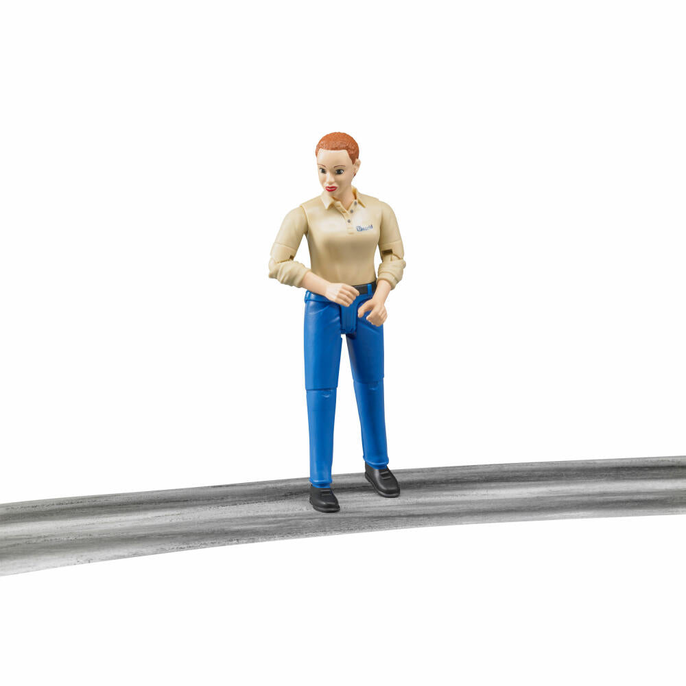 Bruder bworld Frau mit Hellem Hauttyp, Blaue Hose, Spielfigur, Spiel Figur, Modell, Spielzeug, 60408