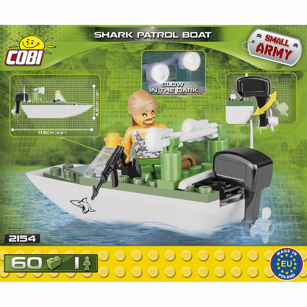 COBI Small Army Shark Patrol Boat, Militär, Soldaten, Schiff, Spielzeug, Konstruktionsbausteine, 60 Teile, 2154