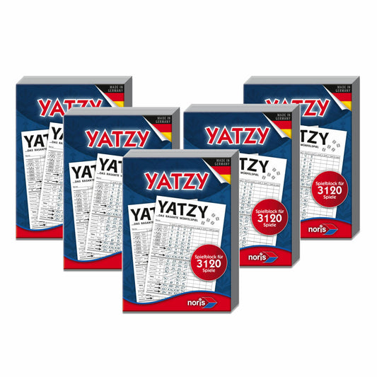 Noris Yatzy game block set of 5, notepad, dice block, Yatzee, for 5 x 3120 games