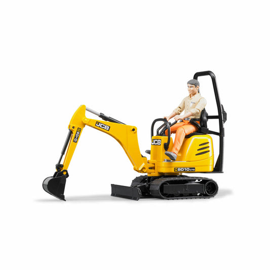 Bruder Baufahrzeuge JCB Mikrobagger 8010 CTS, mit Bauarbeiter, Modellfahrzeug, Modell Fahrzeug, Spielzeug, 62002