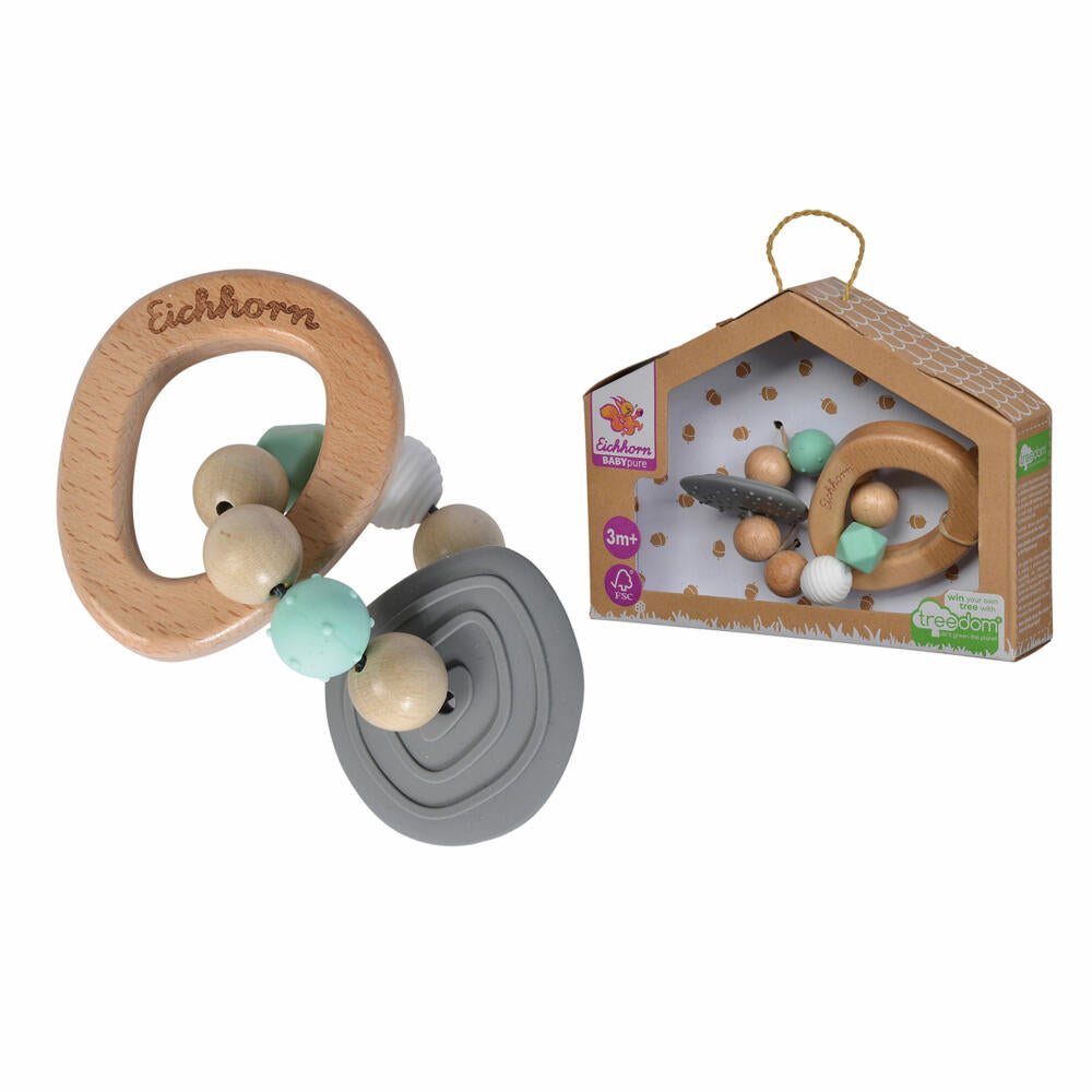Eichhorn Baby Pure teething ring, grasping toy, chewing ring, baby toy, baby toy, from 3 months, wood / silicone, 100005712