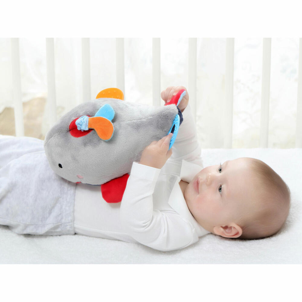 sigikid PlayQ Aktiv-Wal, Vibrationrassel, Vibrations Rassel, Beißring, Plüschtier, Babyspielzeug, Baby Spielzeug, Polyester, 40907