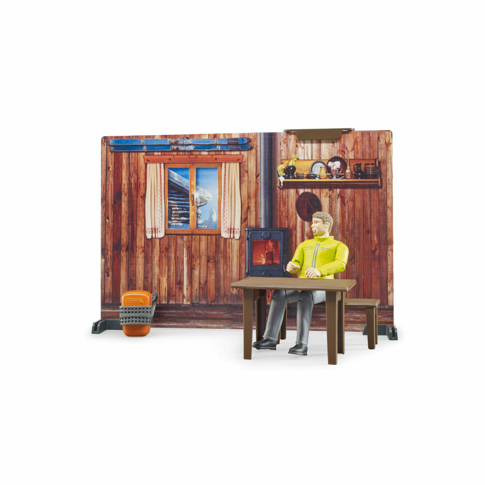 Bruder bworld mountain hut, with snowmobile, toy figure, game figure, accessories, toy, 63102