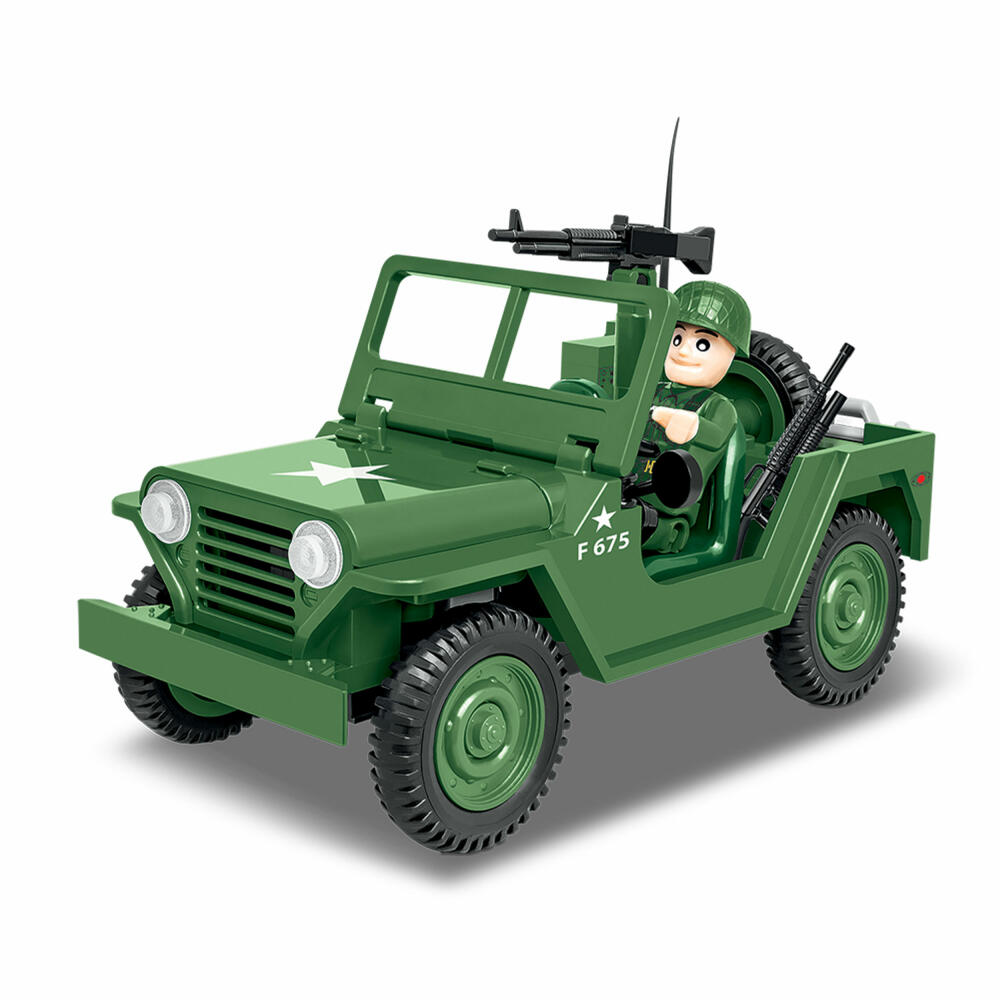 COBI World War 2 M151 A1 MUTT, Military, Vehicle, Soldiers, Figure, Toy, Construction Bricks, Plastic, 91 Parts, 2230