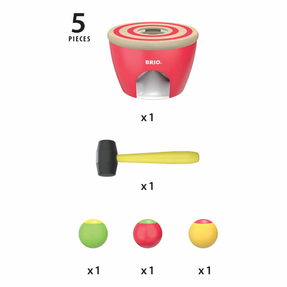 BRIO Kugel-Hammerspiel, Motorikspielzeug, Lernspielzeug, Spielzeug, Holzspielzeug, Kleinkind, 30519