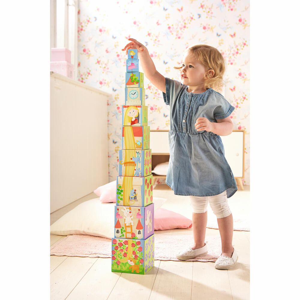 HABA stacking cubes Rapunzel, 10 pcs., plug-in game, stacking game, sorting game, toy, 302030