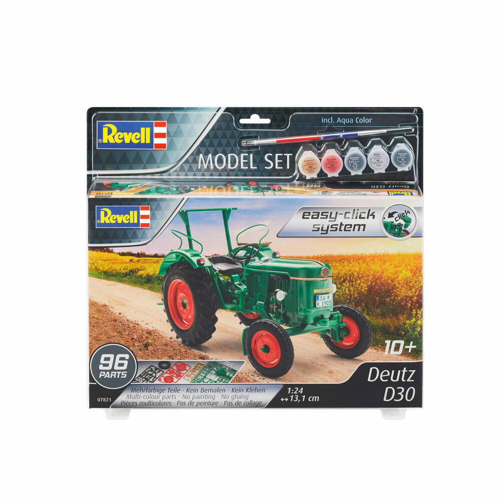 Revell Model Set Deutz D30, Traktor, Easy Click System, Modellbausatz mit Farben, 96 Teile, ab 10 Jahren, 67821