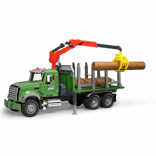 Bruder Forestry MACK Granite Timber Transport Truck, with Loading Crane, Grab, Model Vehicle, Model Vehicle, Toy, 02824