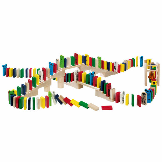 HABA Dominosteine Purzelklötze, Holzbauklötze, Bauklötze, Holz, Buche, ca. 263-tlg., 001172