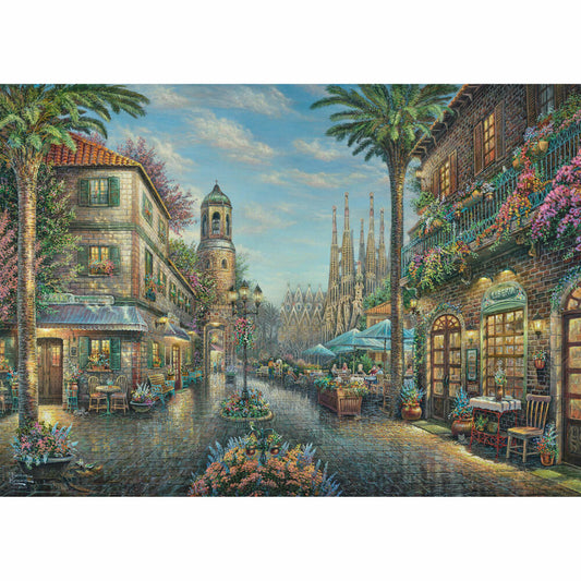 Schmidt Spiele Puzzle Spanisches Straßencafe, Erwachsenenpuzzle, Thomas Kinkade, 1000 Teile, 58780