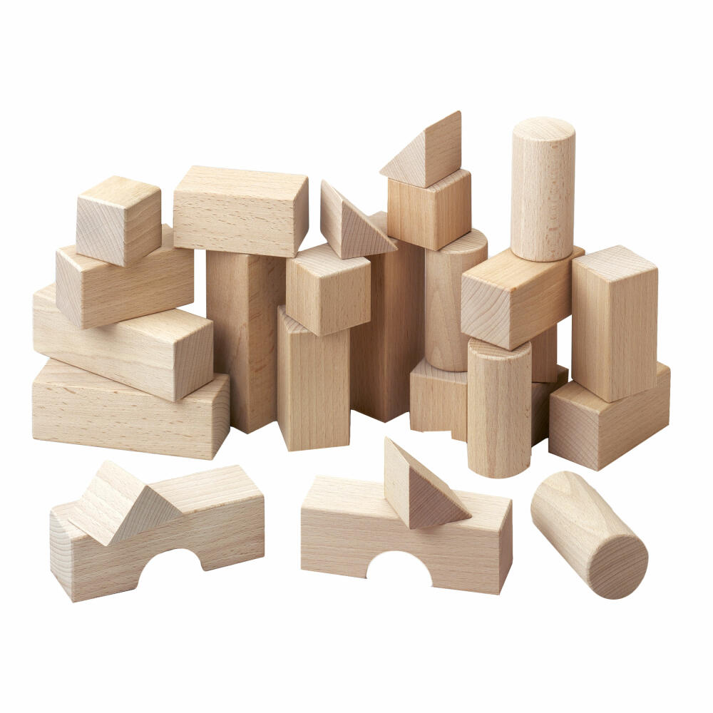 HABA Basic Building Blocks Basic Pack, 26 pcs., Building Blocks, Wooden Building Blocks, Building Bricks, Toys, 1071