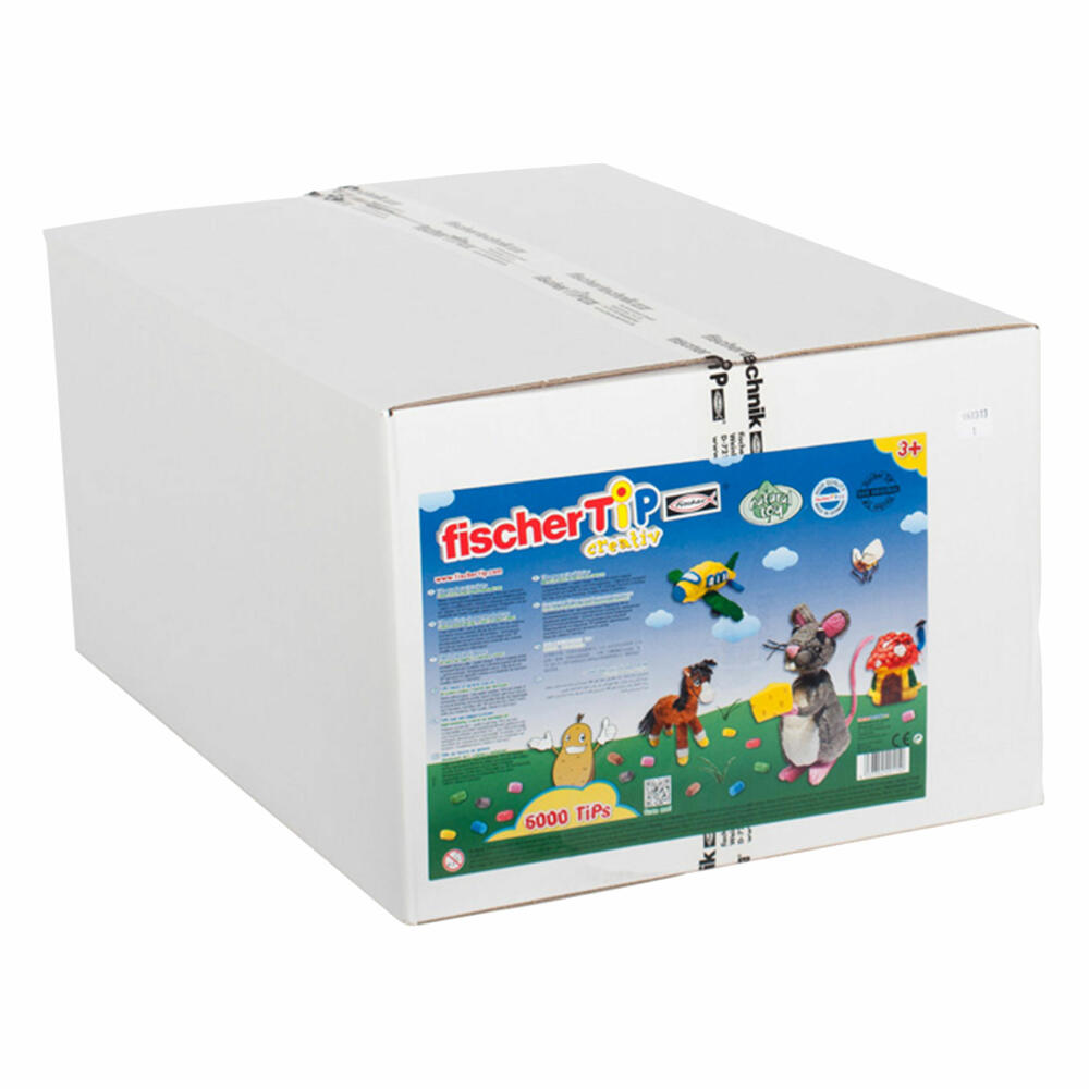 fischerTiP Refill Box XXL, Kreativ- und Bastelmaterial ohne Klebstoff, Kinder Spielzeug, Malen, Schneiden, Pressen, Formen, Motorikspielzeug, Biokunststoff, Bunt, 49115