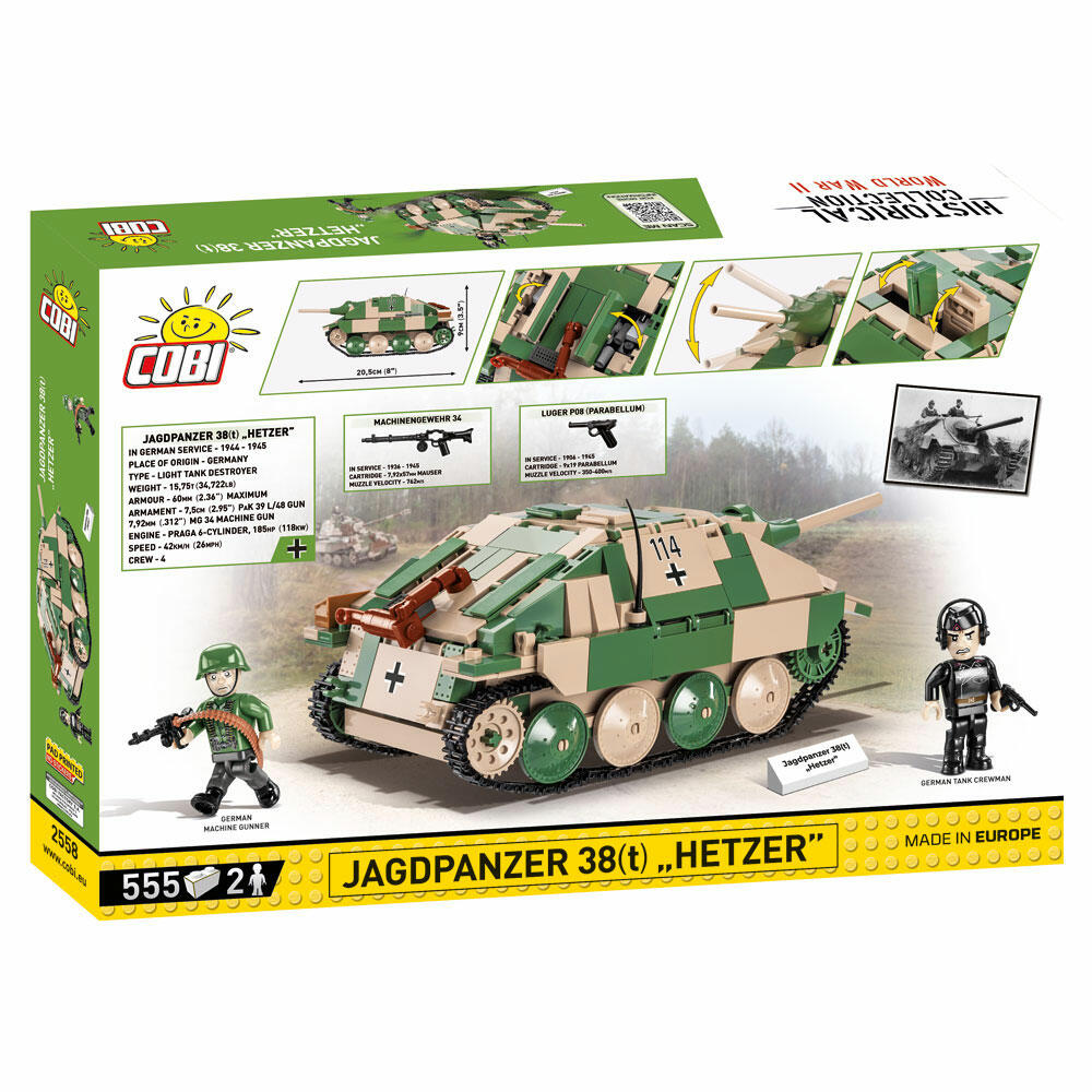COBI Klemmbausteinset Jagdpanzer 38(t) Hetzer, World War 2, Historical Collection, Panzer, Klemmbausteine, 555 Teile, 2558