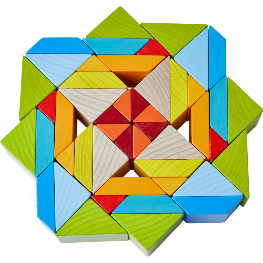 HABA 3D-Legespiel Würfelmosaik, Puzzlespiel, Würfel, Klötze, Buche, Pappe, 305459