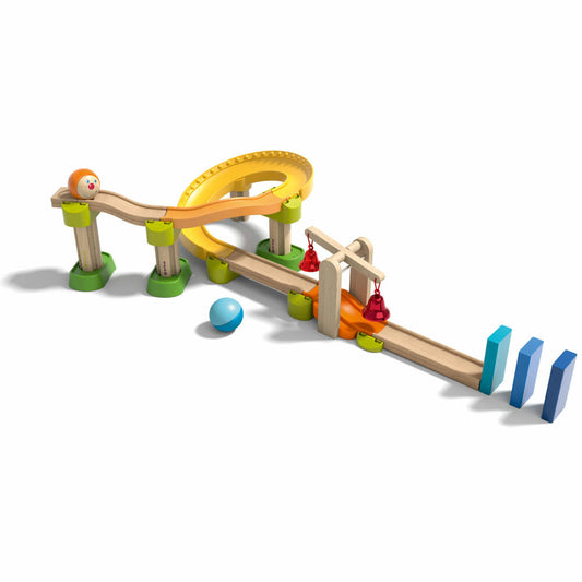 HABA Kullerbü Kugelbahn Klingeling, Holzkugelbahn, Holzklötze, Holzbahn, Buche, Metall, 302060