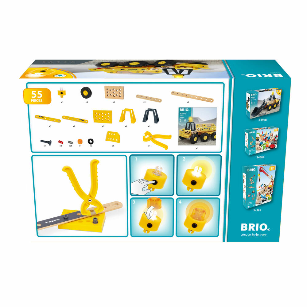 BRIO Builder Volvo Dump Truck, 55 pcs., Construction Kit, Building Set, Toy, Wood, 63459900